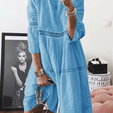 Robe Midi Naline avec Manches et Jupe à Volants