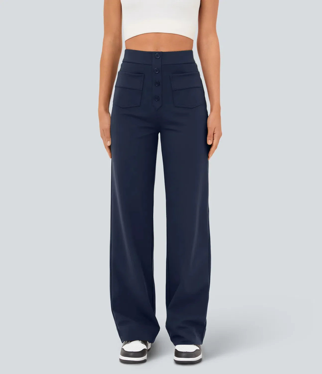 Pantalon de Taille Haute et Élastique Chic