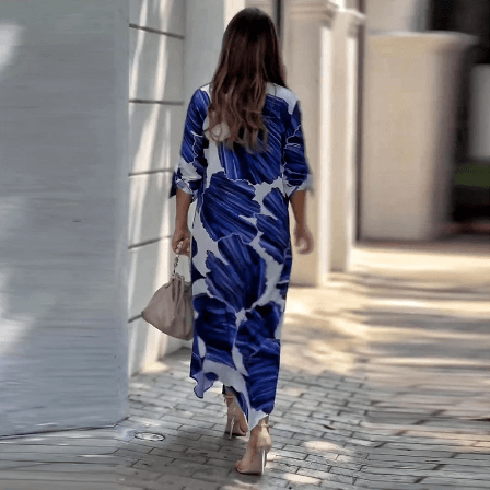 Robe Longue Décontractée Nelora avec Détails de Boutons
