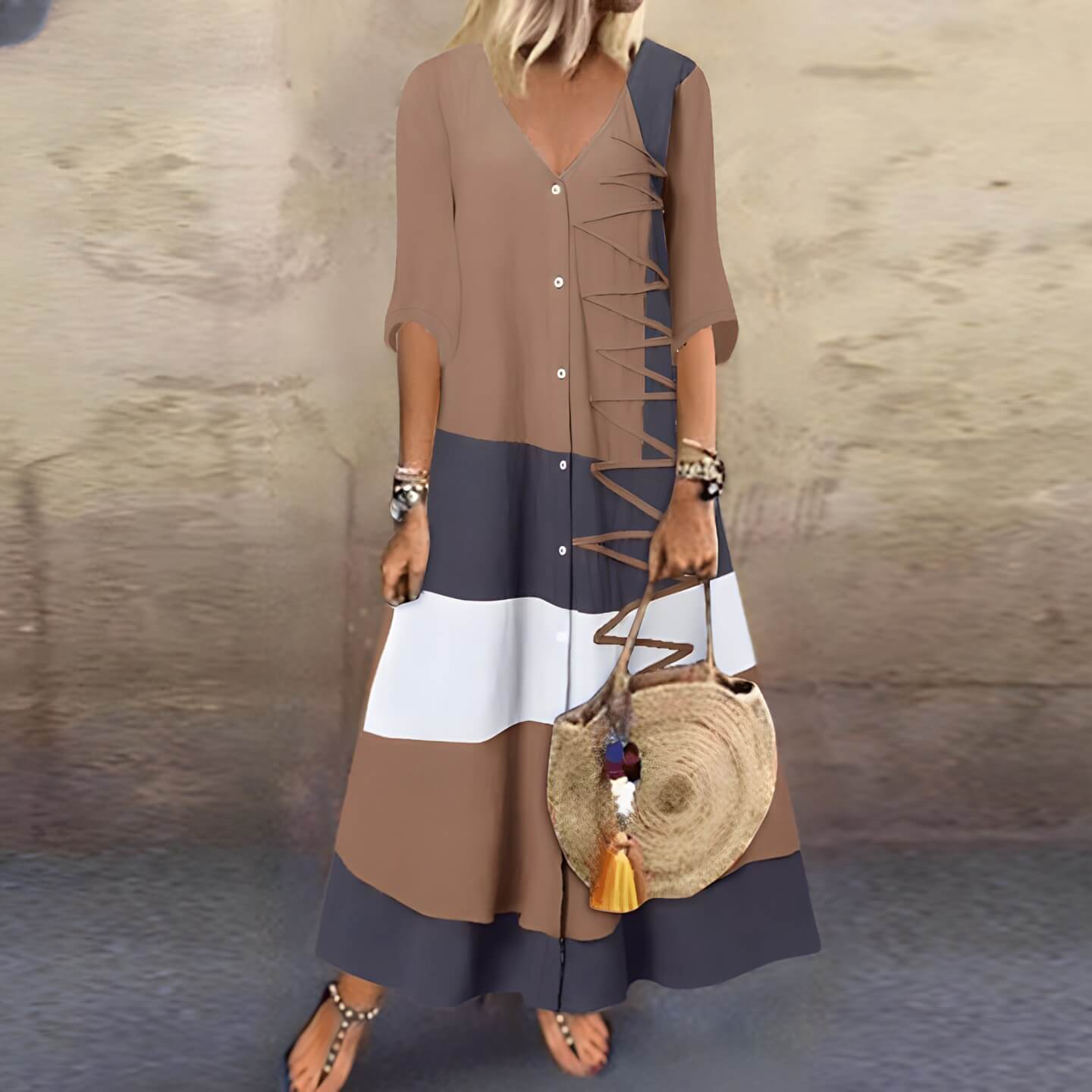 Robe Longue Kaela avec Détails de Boutons