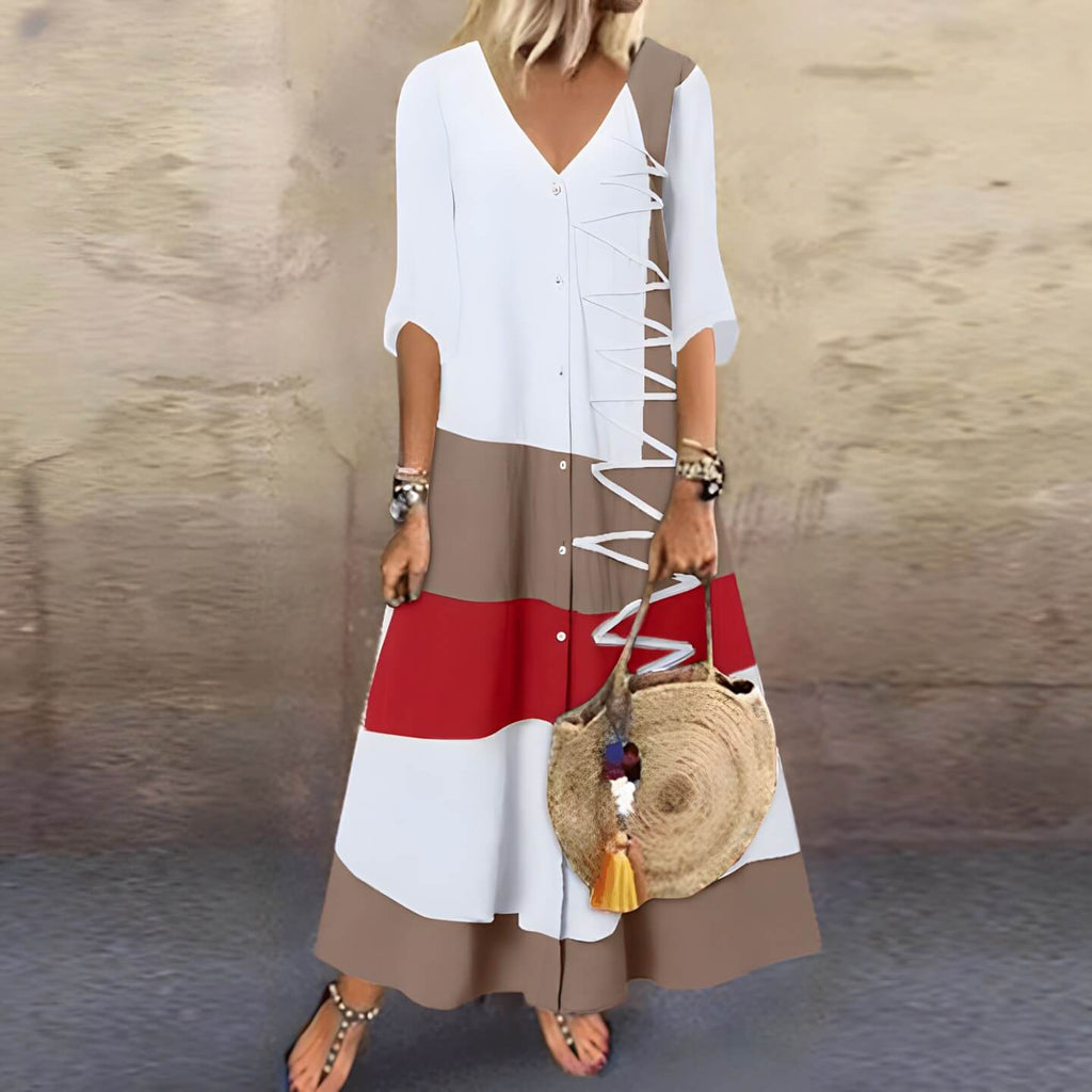 Robe Longue Kaela avec Détails de Boutons