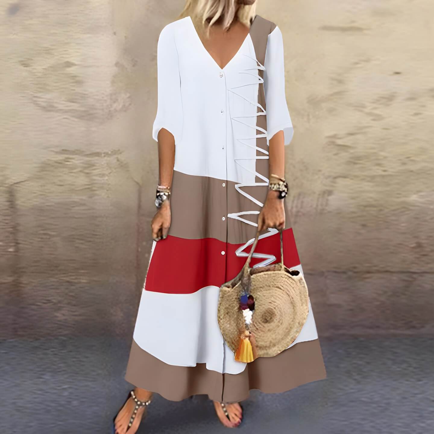 Robe Longue Kaela avec Détails de Boutons