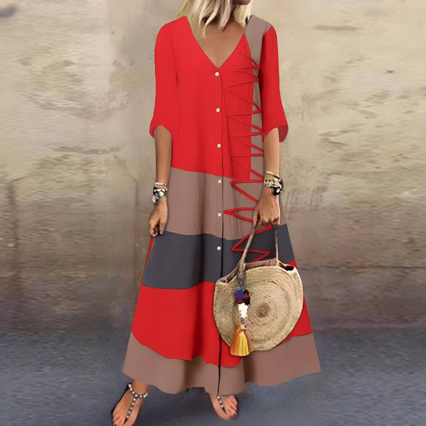 Robe Longue Kaela avec Détails de Boutons