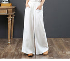 Pantalon Wide Leg en Lin à Nouer Large