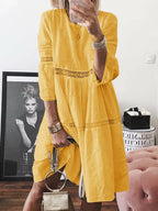 Robe Midi Naline avec Manches et Jupe à Volants