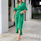 Robe Midi Plissée Harena avec Détails de Boutons